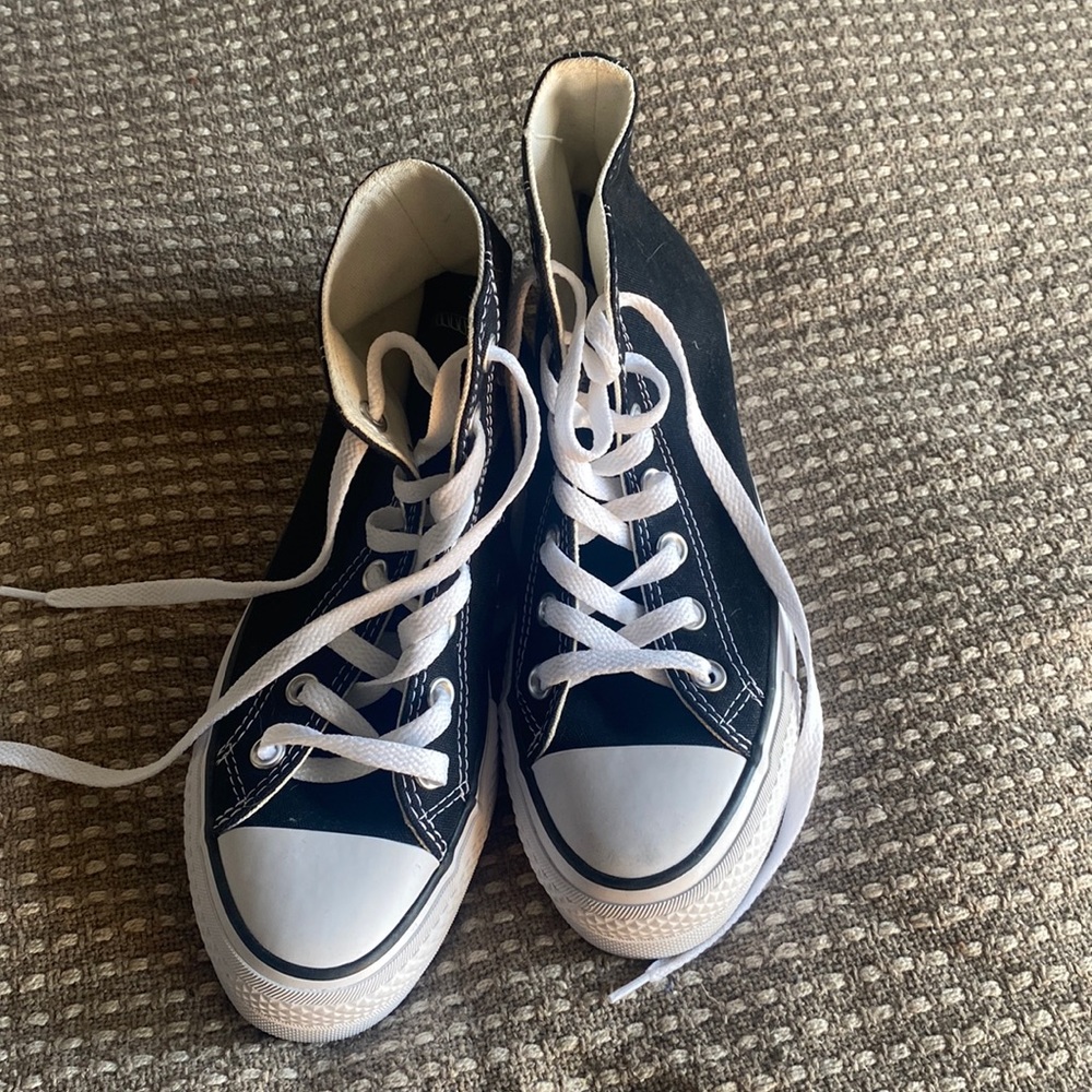 Converse black platform sneakers